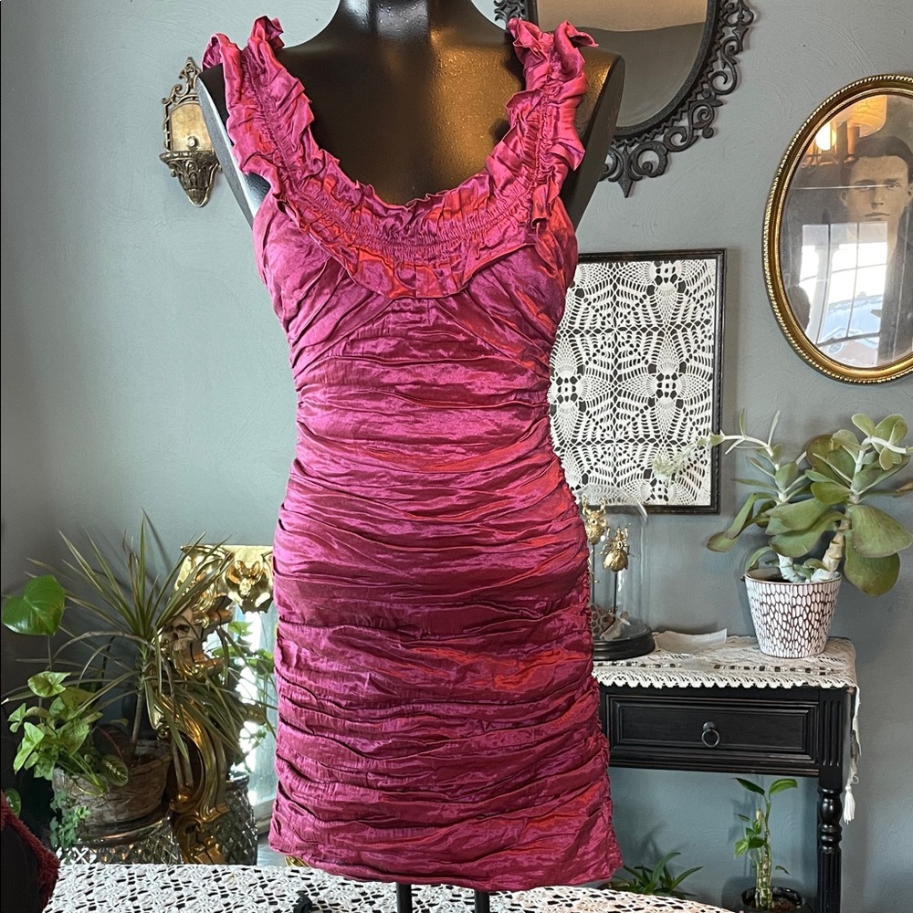 BCBGMaxAzria Pink Ruffled Mini Dress
